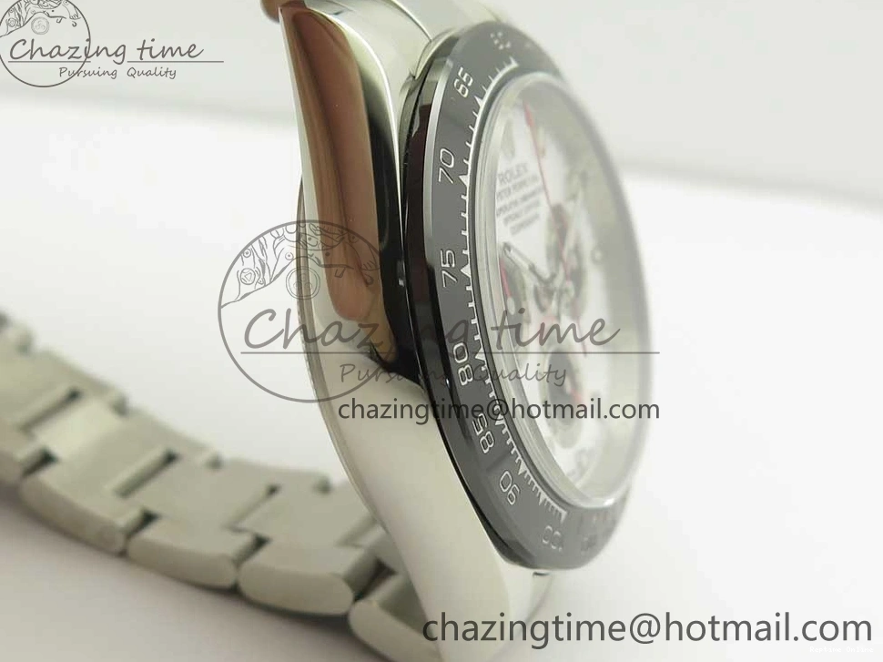 0107 Daytona 116500 JHF Best Edition Ceramic Bezel White Dial Black Red on SS Bracelet A Elegant 3266